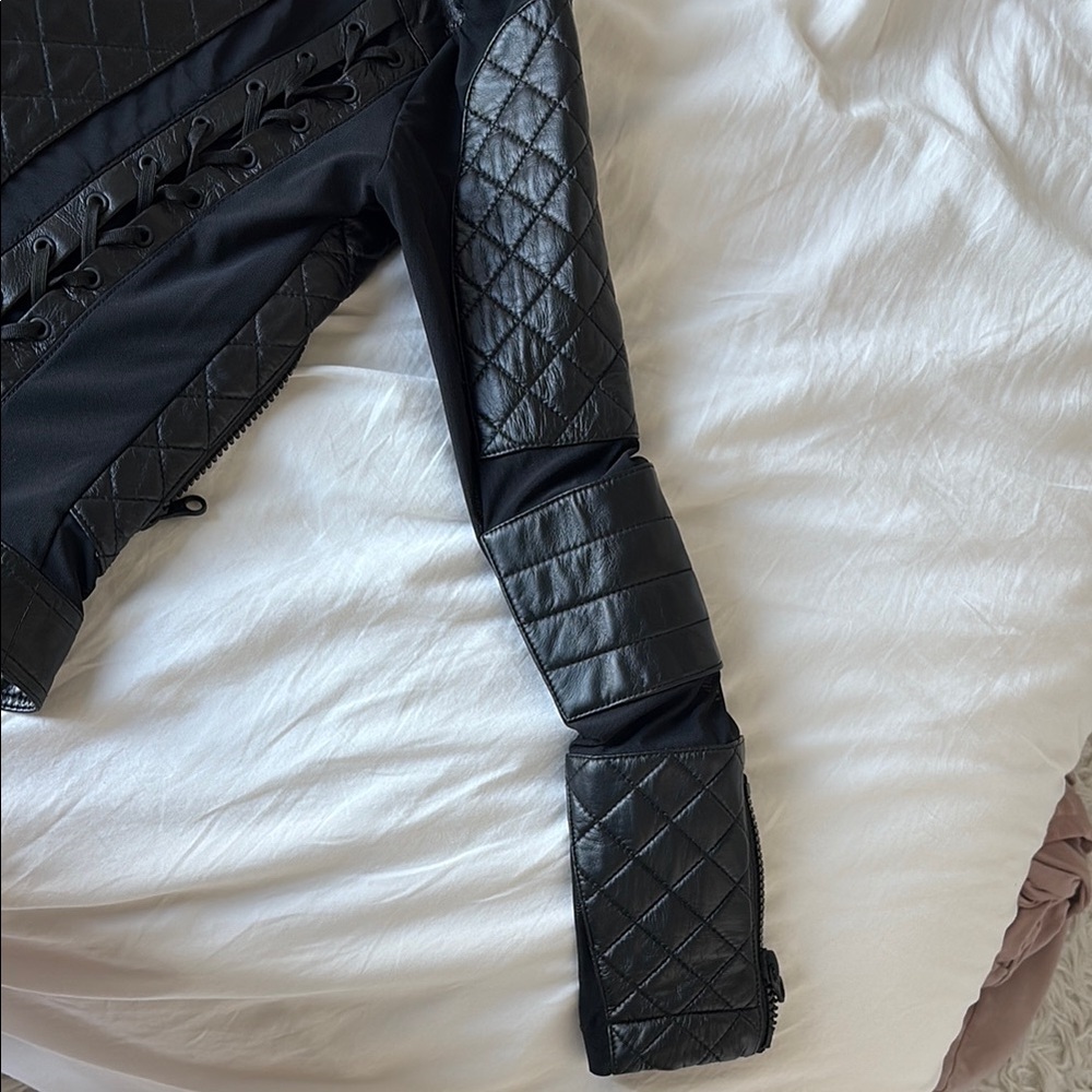 Blanc Noir x Carbon38 Voyage Hooded Moto Jacket - Picture 13 of 15